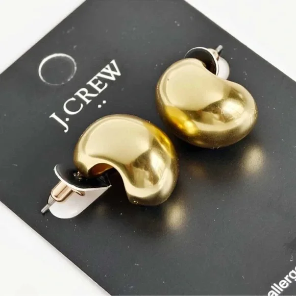 J.CREW ‘THE BEAN’ Structural Orb Earrings in Brushed Gold; Signed & NWT - Picture 11 of 11
